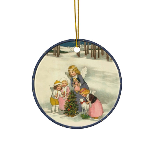 Christmas Scene Kids Ceramic Disc Ornament        Item #4648191