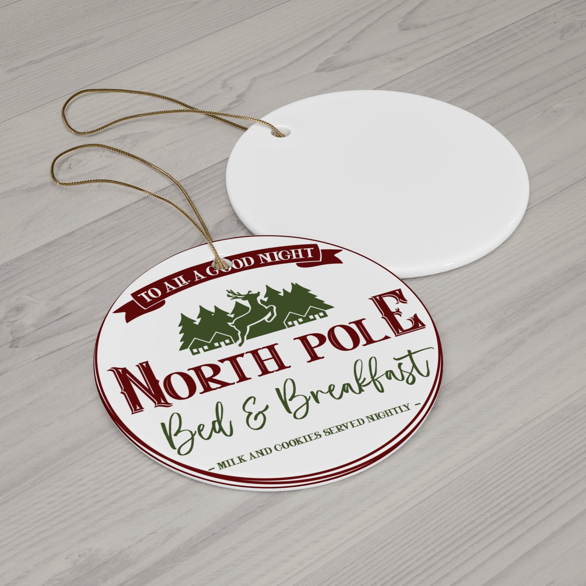 North Pole Bed And Breakfast Ceramic Disc Ornament     Item #2232811