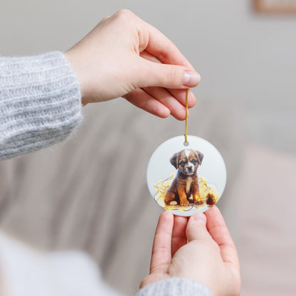 Ceramic Puppy Christmas Ornament   Item #942502