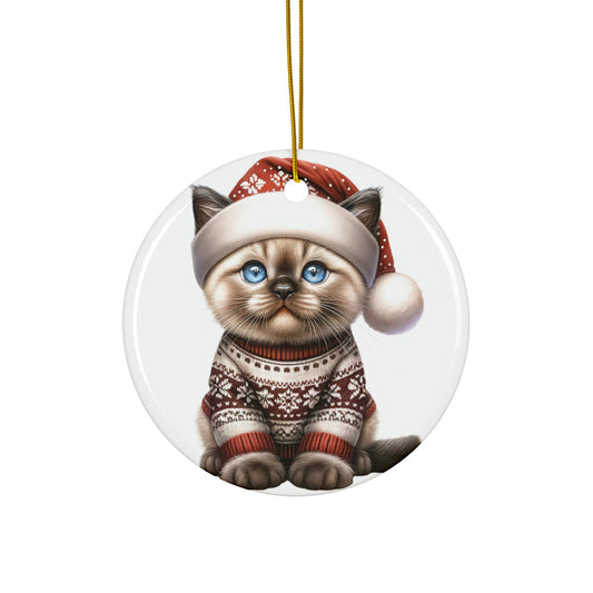 Ceramic Ornament - Colorpoint Shorthair Christmas Kitten     Item #911029