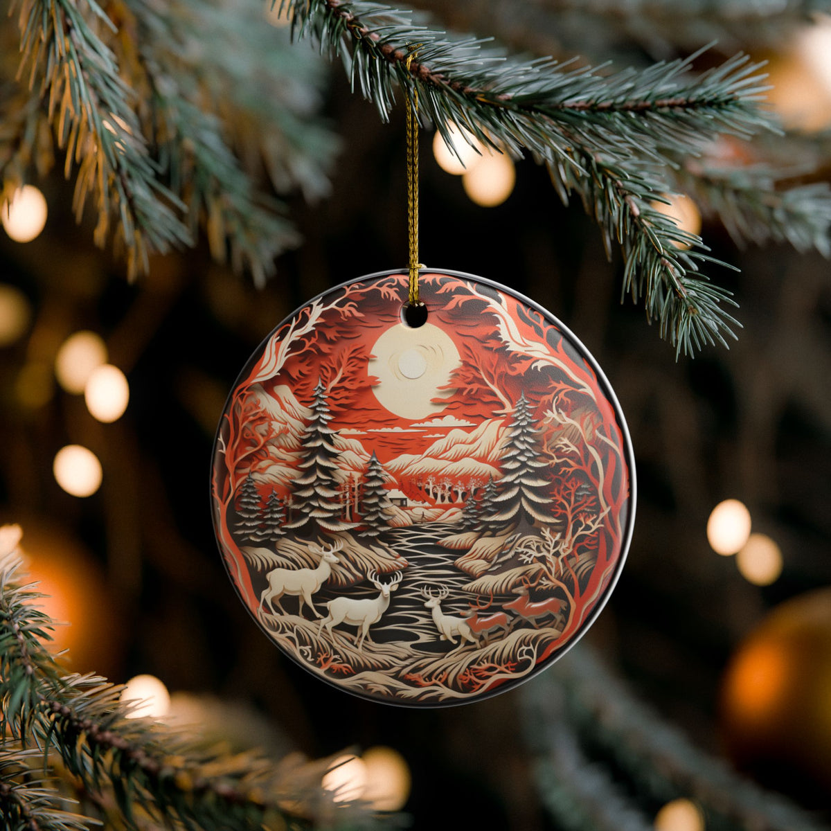 Ceramic Woodland Wildlife Christmas Ornament   Item #763638