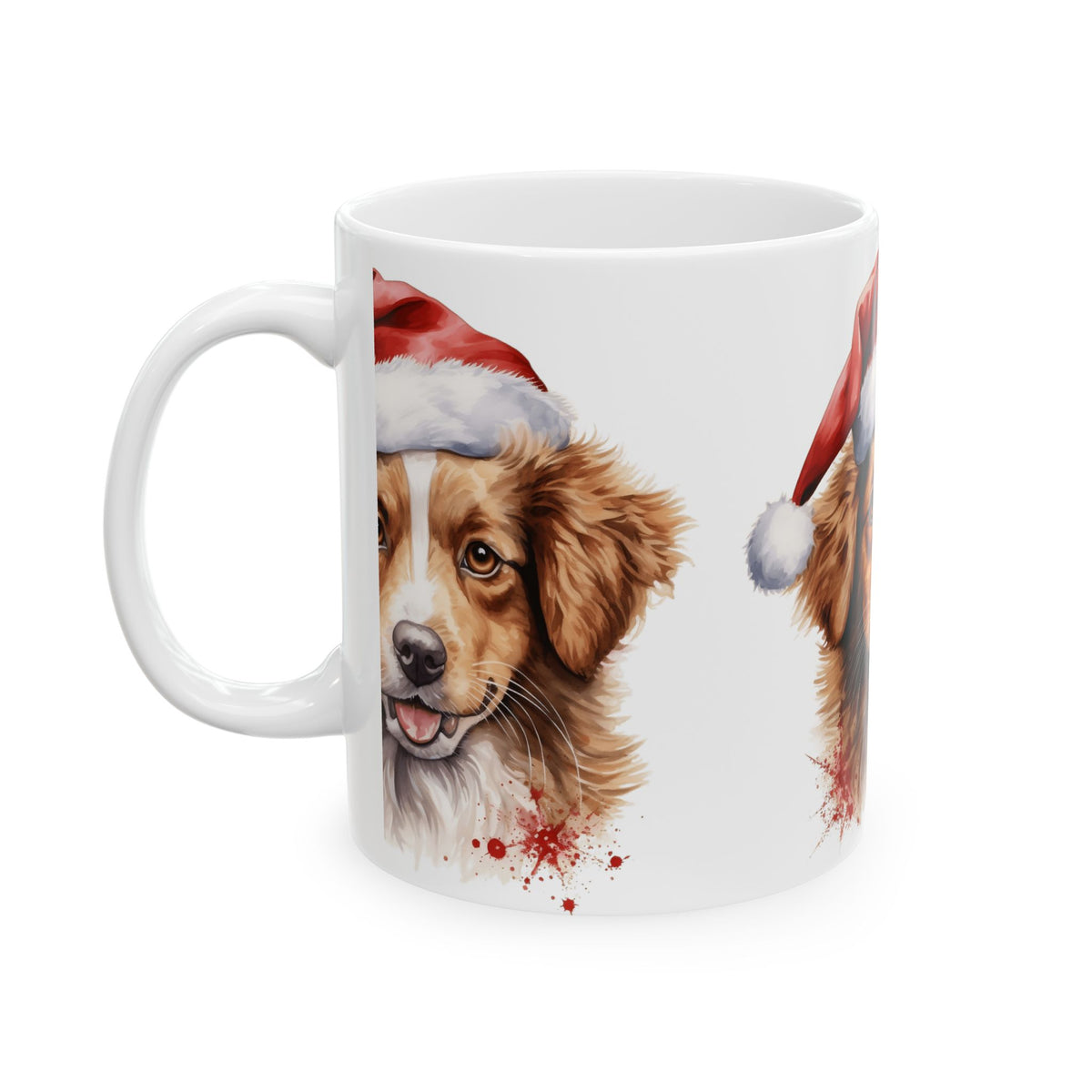 Christmas Dog Mug - Festive Puppy in Santa Hat Ceramic Coffee Cup 11oz  Item #156689