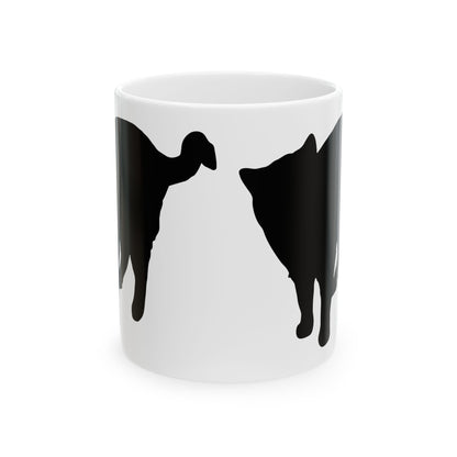 Black Cat Silhouette Ceramic Mug — Minimalist Cat Lover Coffee Cup 11 oz    Item #610806