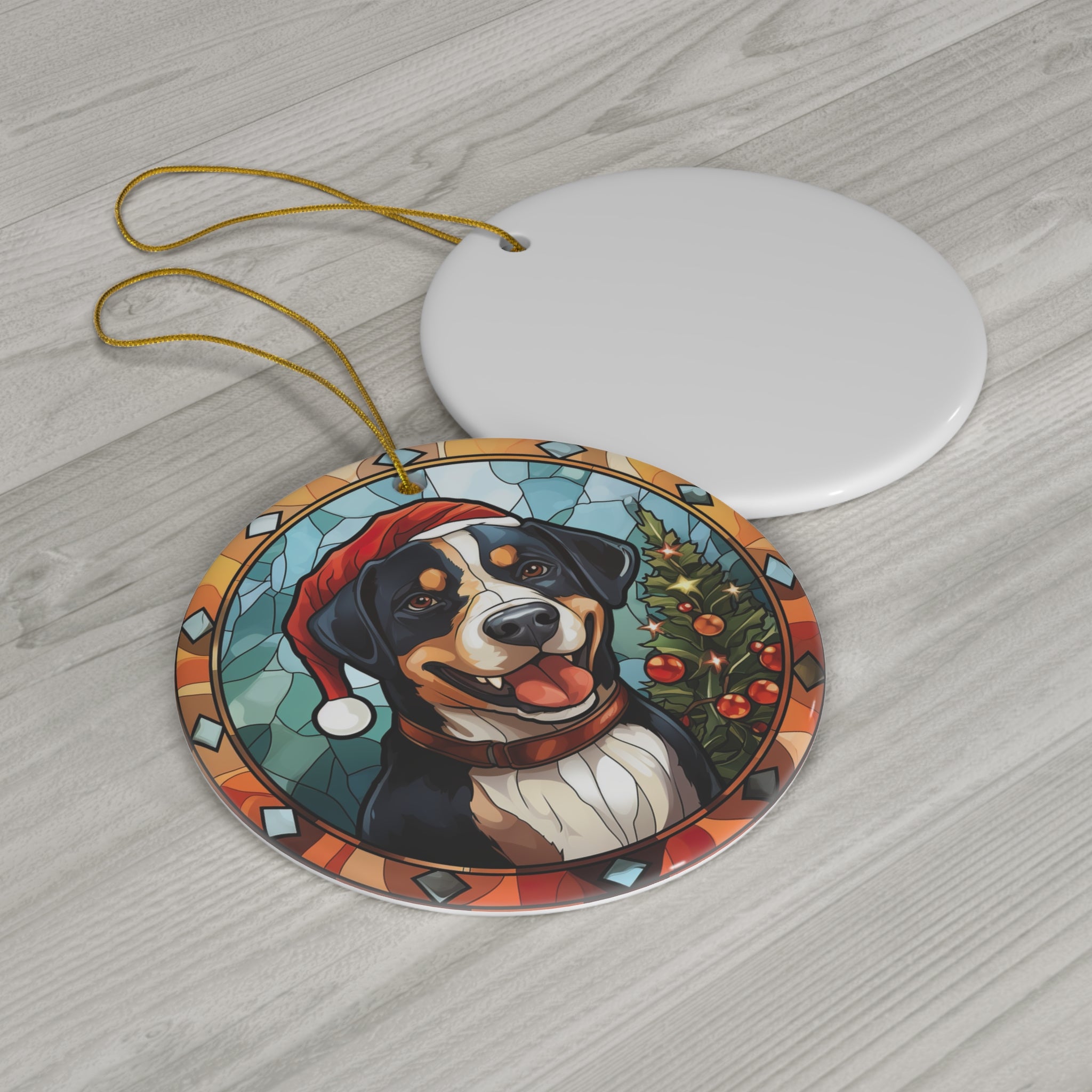 Greater Swiss Mountain Dog Ceramic Disc Ornament             Item #7645366