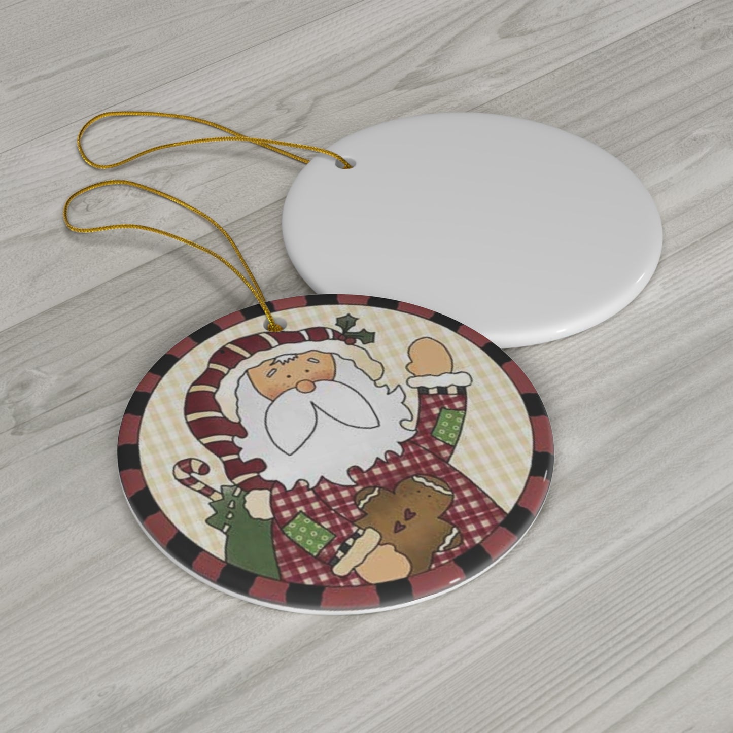 Santa Ceramic Disc Ornament            Item #822165