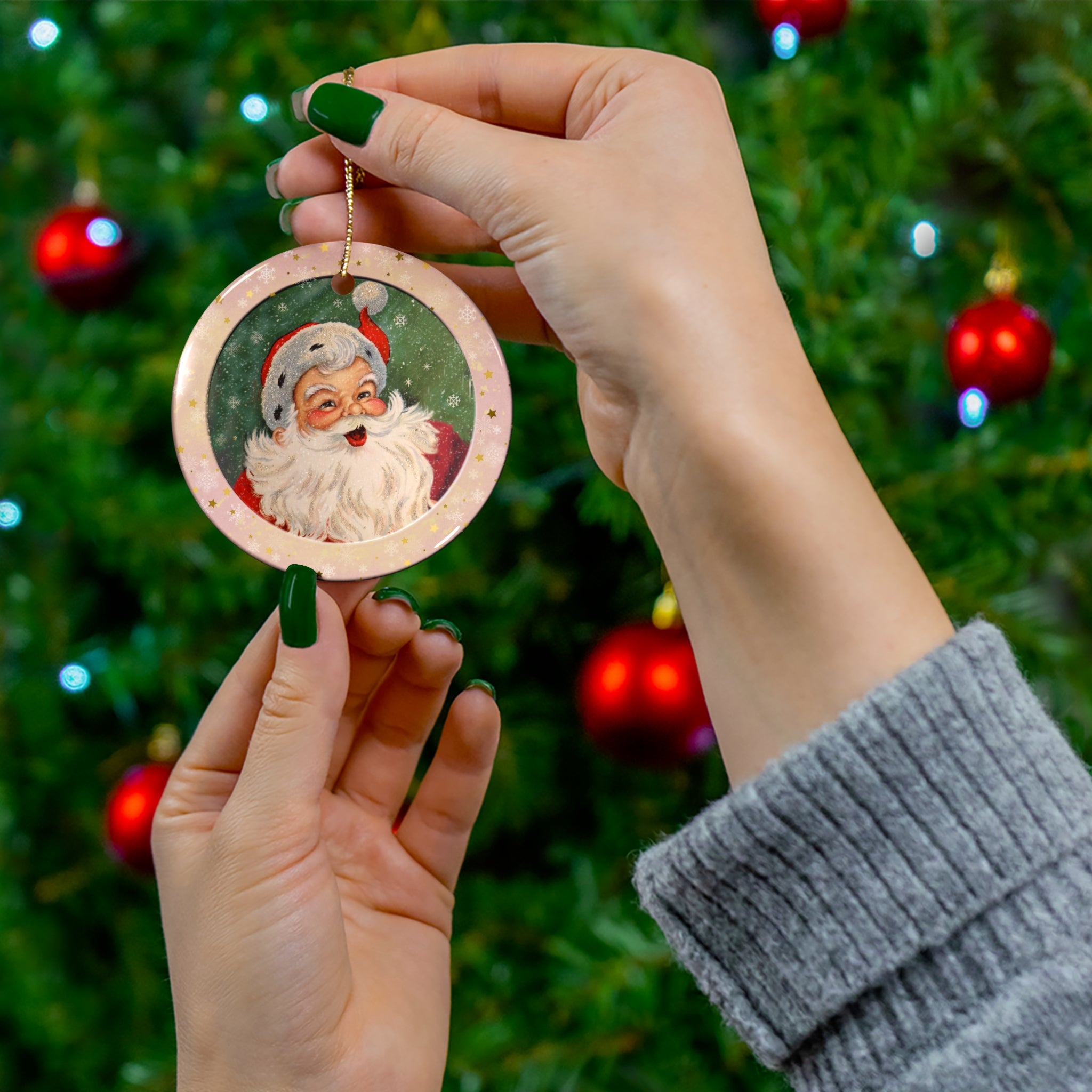 Santa Ceramic Disc Ornament     Item #3054059 - Buckshot's Bargain Barn