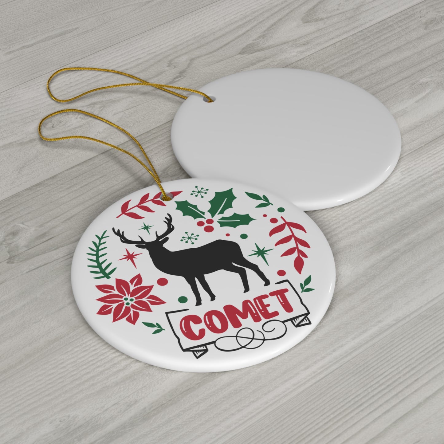 Comet Reindeer Ceramic Ornament By Santa's Creations     Item #2259009