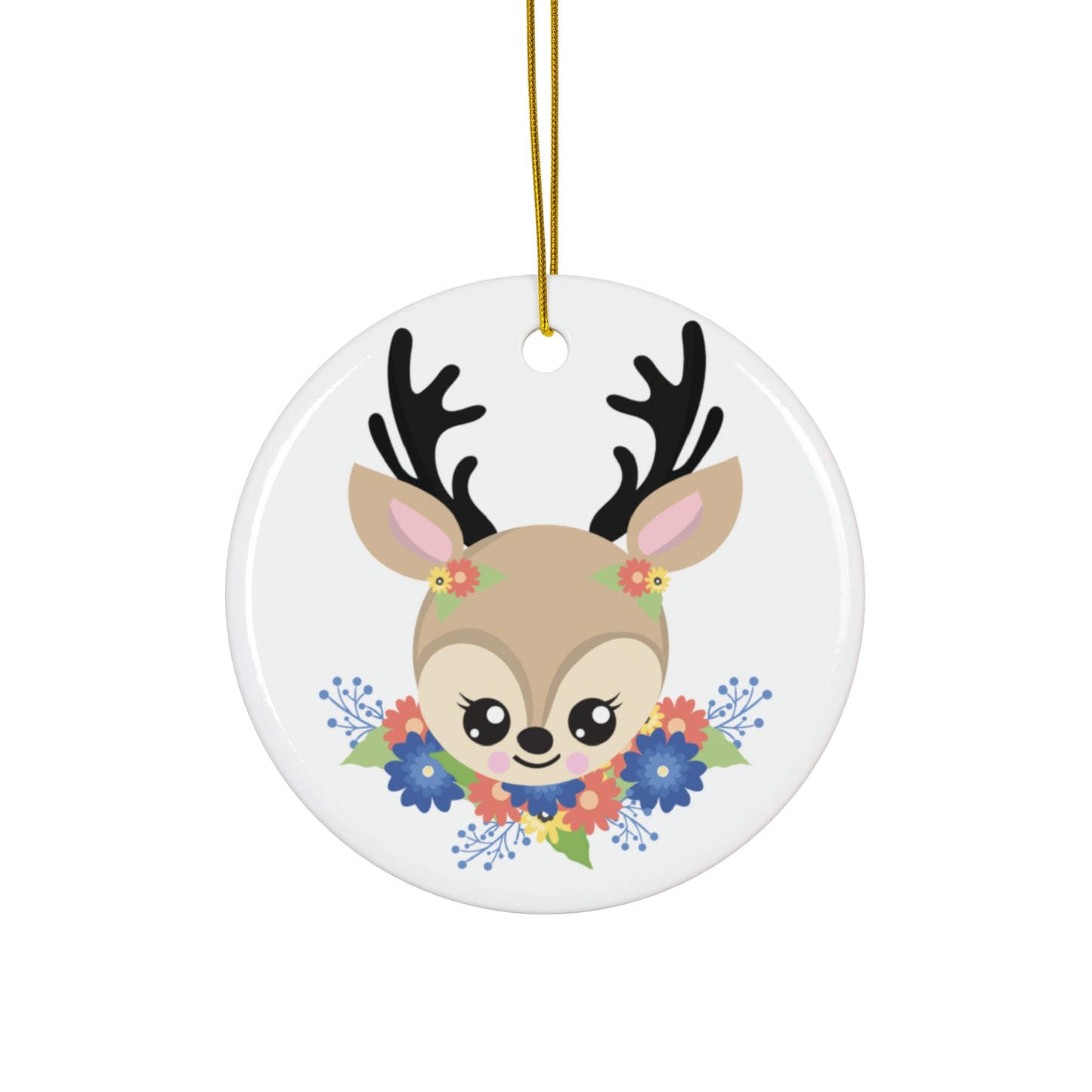 Floral Deer Ceramic Ornament     Item #4087847