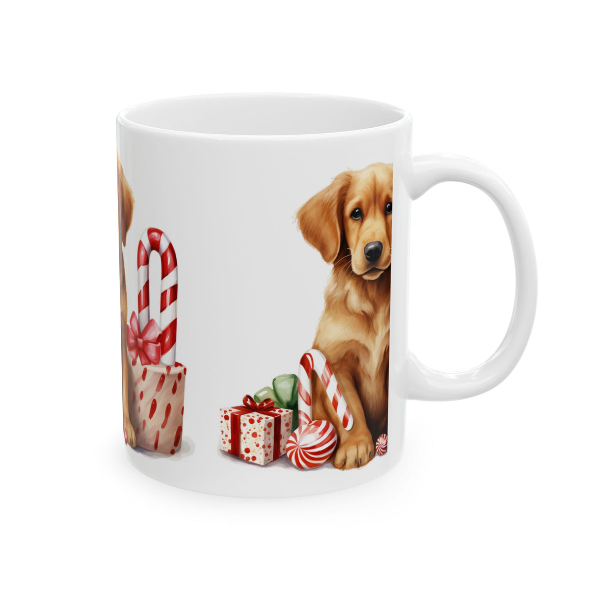 Christmas Puppy Ceramic Mug – Golden Retriever with Candy Cane Gifts 11oz  Item #374152