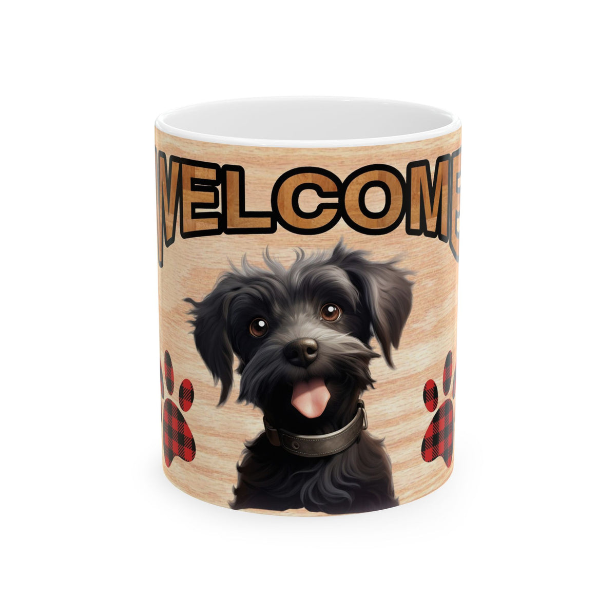 Welcome Puppy Ceramic Mug — Cute Dog Paw Print Coffee Cup 11oz   Item #955218