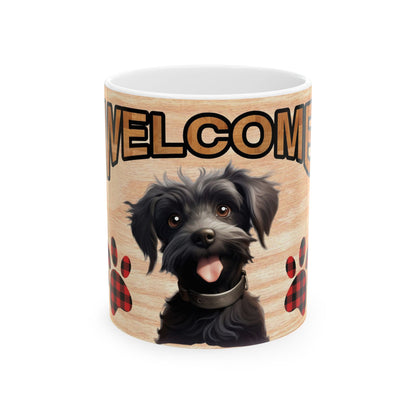 Welcome Puppy Ceramic Mug — Cute Dog Paw Print Coffee Cup 11oz   Item #955218