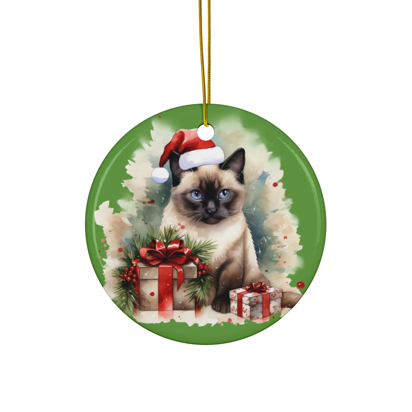 Ceramic Ornament - Christmas Cat      Item #163952