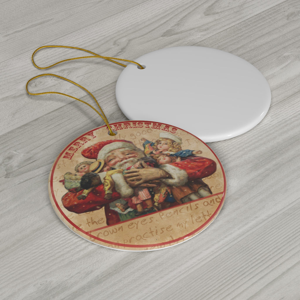 Santa Ceramic Disc Ornament               Item #4093077