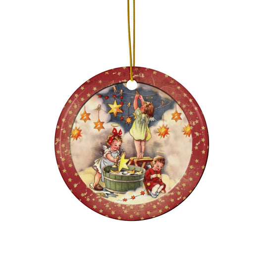 Christmas Kids Ceramic Disc Ornament      Item #7310004