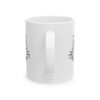 Cat Lover Coffee Mug — "Drink Coffee, Pet Cats, Be Awesome" Ceramic Mug 11oz    Item #597039