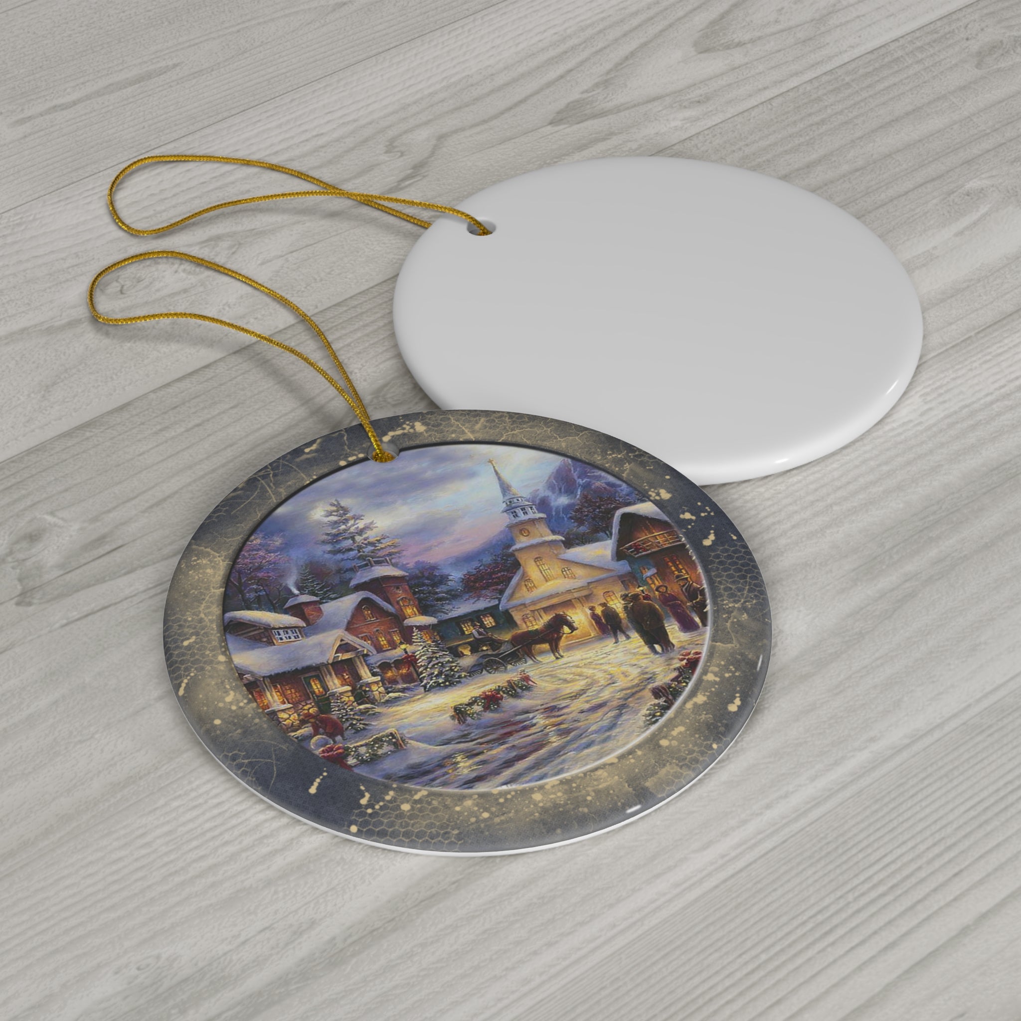 Winter Scene Ceramic Disc Ornament             Item #1210762 - Buckshot's Bargain Barn