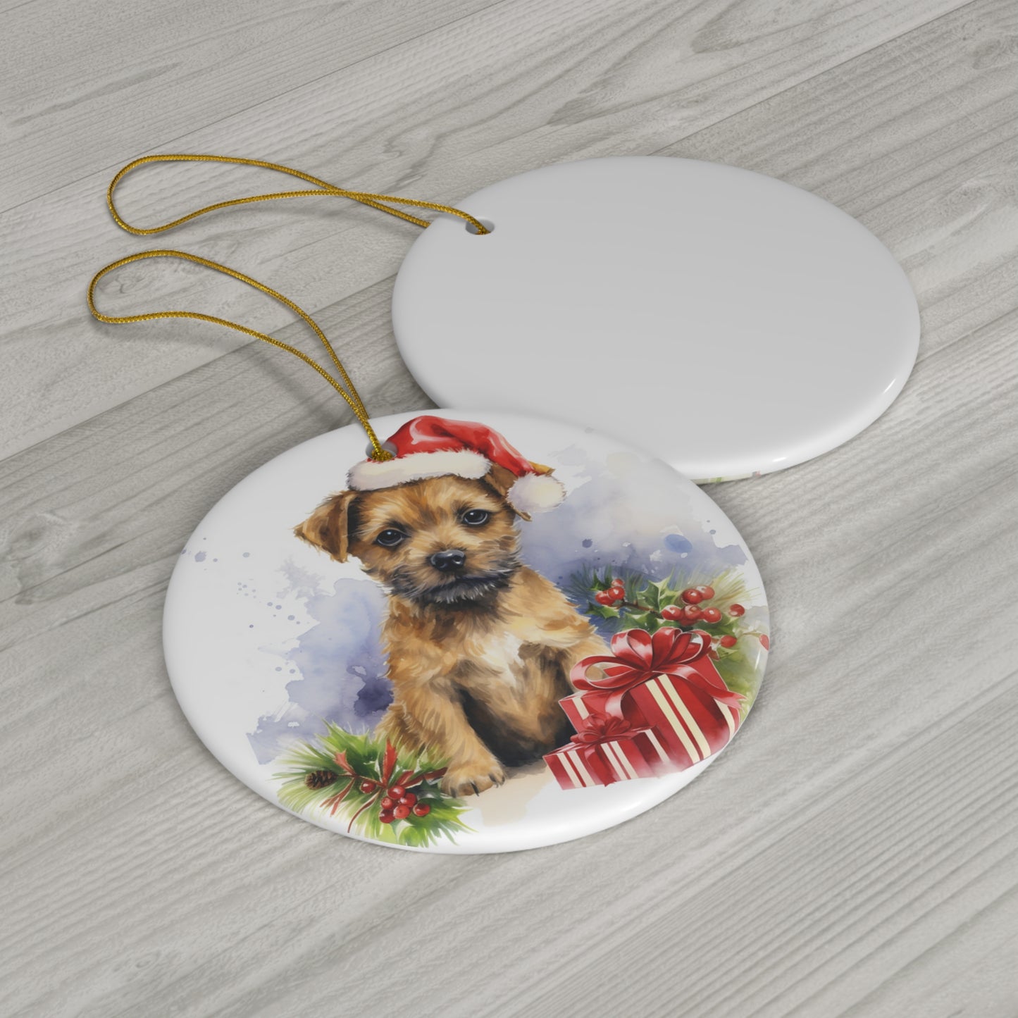 Ceramic Ornament - Border Terrier Christmas     Item #8440345