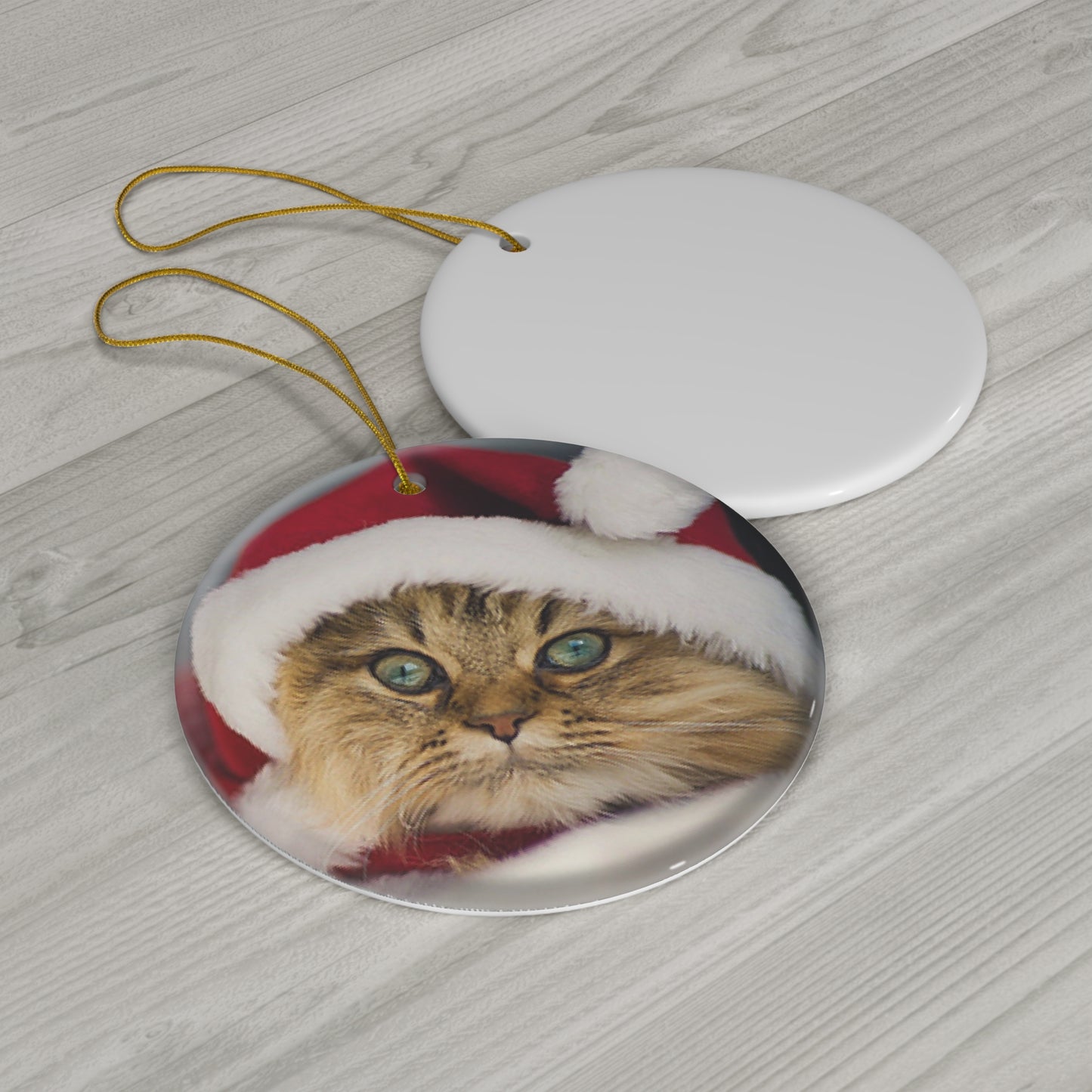 Christmas Kitty Ceramic Disc Ornament         Item #5729481