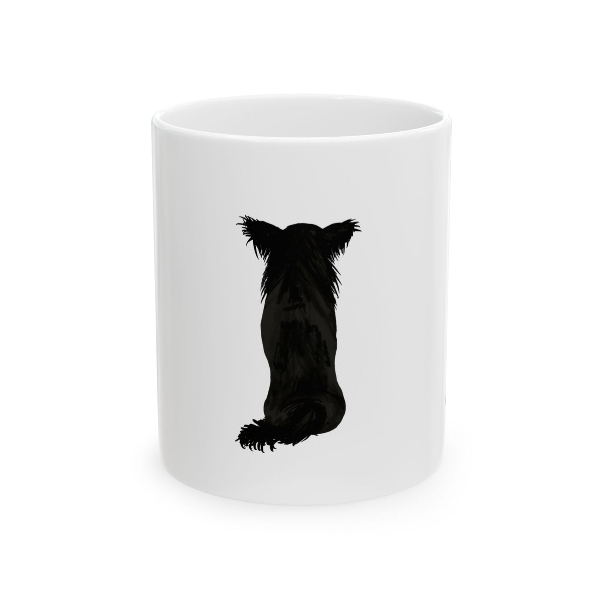 Black Dog Silhouette Mug — Cute Back-Facing Puppy Ceramic Coffee Cup  11oz    Item #459306
