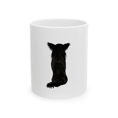 Black Dog Silhouette Mug — Cute Back-Facing Puppy Ceramic Coffee Cup  11oz    Item #459306