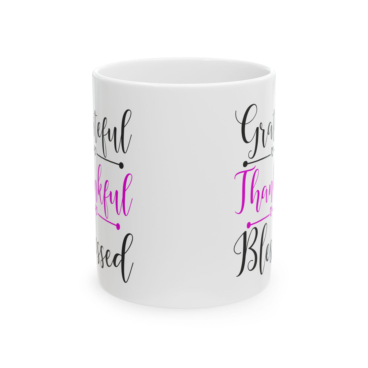 Thankful Grateful Blessed Ceramic Mug — Inspirational Coffee Cup 11oz   Item #788057