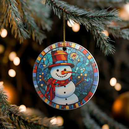 Stained Glass Snowman Christmas Ornament   Item #568132