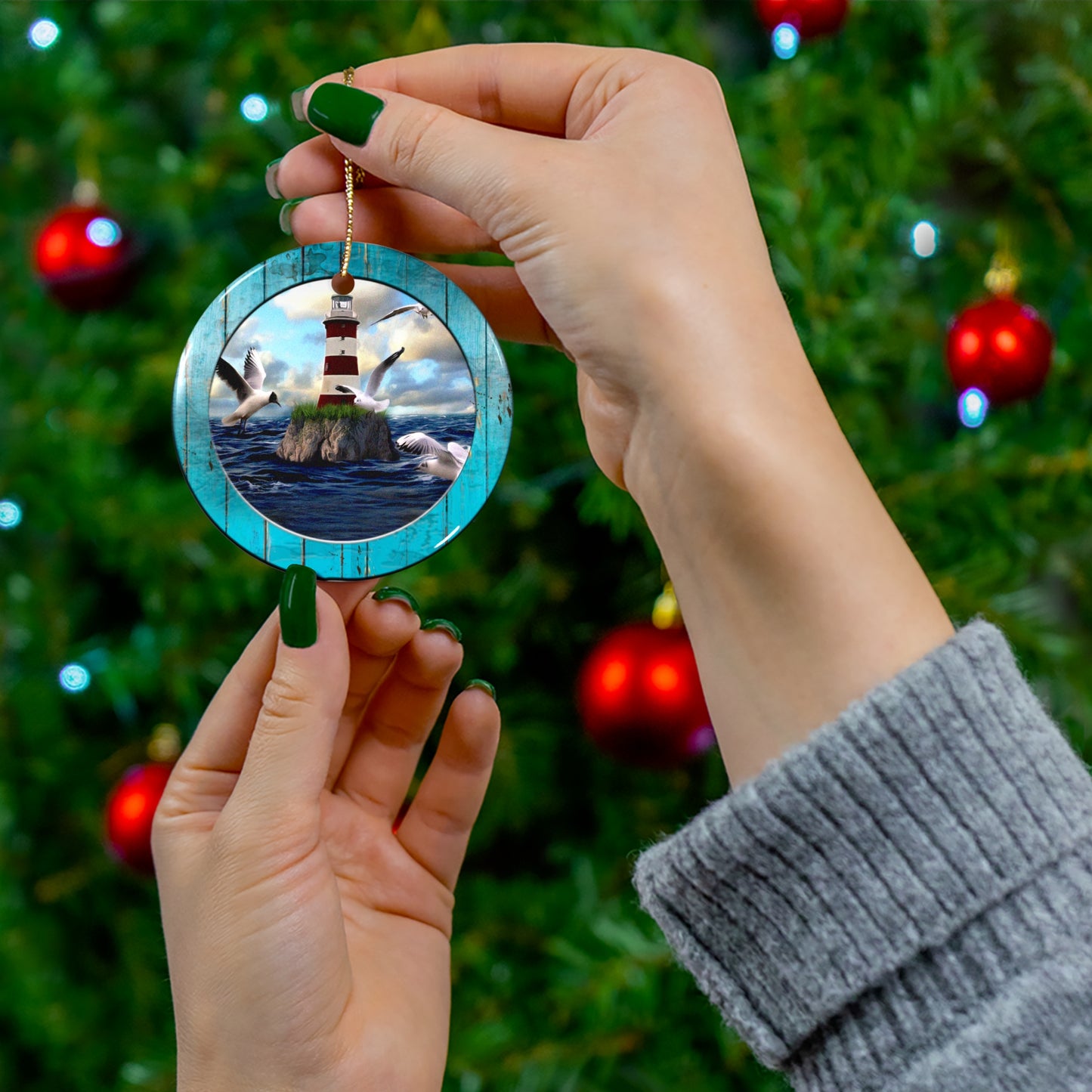 Lighthouse Ceramic Disc Ornament      Item #6796599