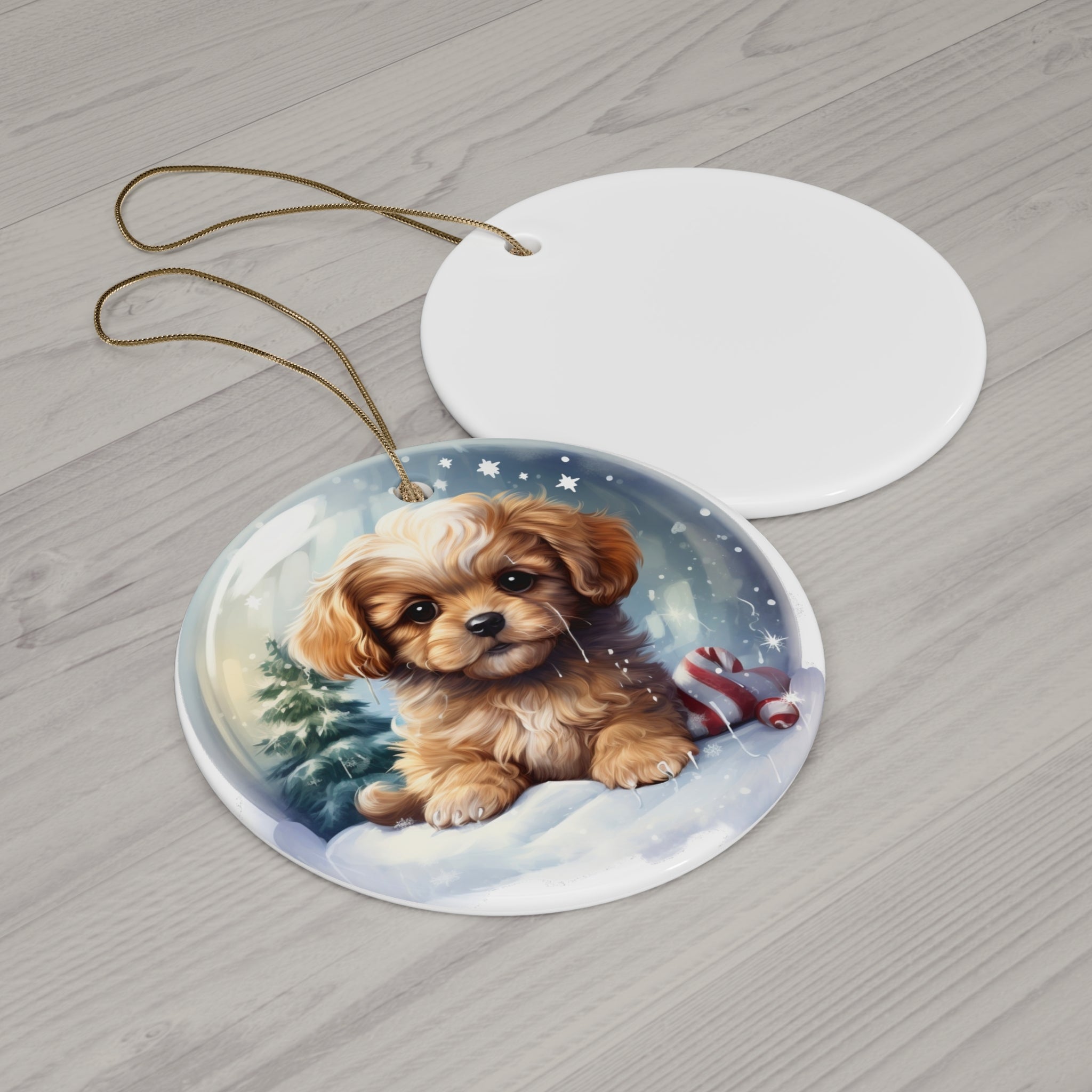 Christmas Dog Ceramic Disc Ornament               Item #5050095