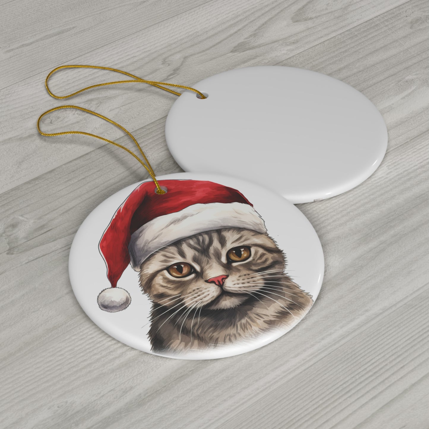 Brazilian Shorthair Cat With Santa Hat Ceramic Ornament      Item #8801515