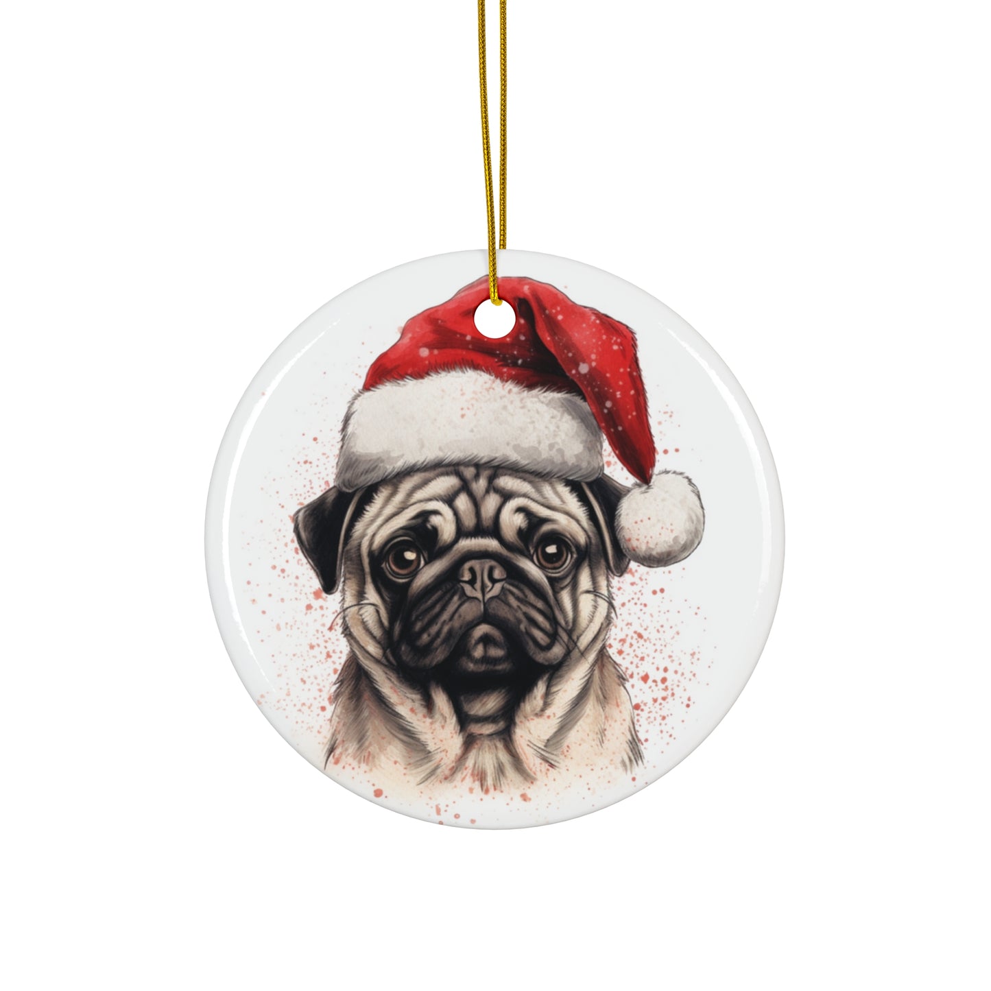 Ceramic Ornament - Christmas Pug Dog   Item #508225