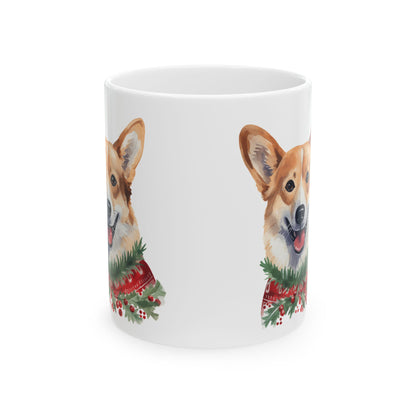 Corgi Christmas Mug – Festive Holiday Dog Ceramic Coffee Cup 11oz   Item #500371