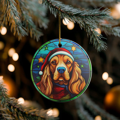 Christmas Cocker Spaniel Dog Ceramic Ornament   Item #283516