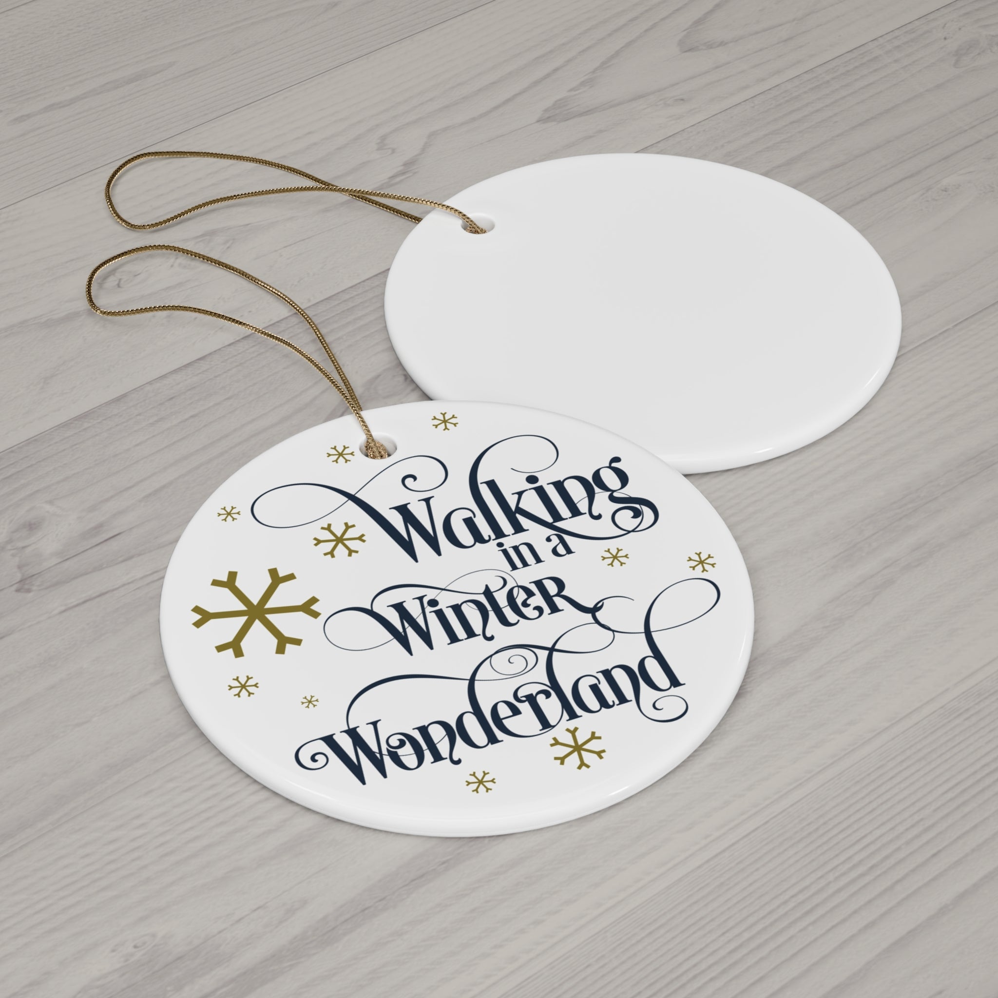 Walking In A Winter Wonderland Ceramic Disc Ornament      Item #6817129