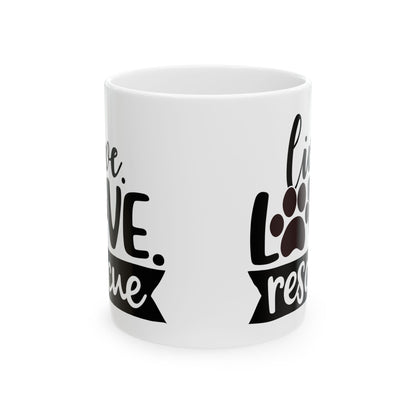Rescue Paw Print Mug — Live Love Rescue Ceramic Coffee Cup 11oz   Item #354084