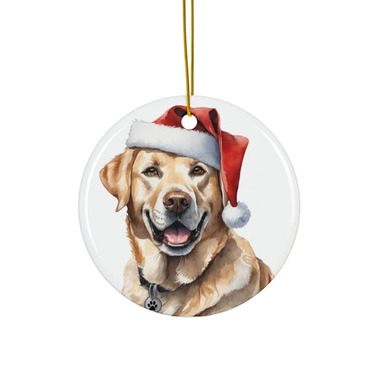 Ceramic Ornament - Labrador Retriever With Santa Hat      Item #4549609