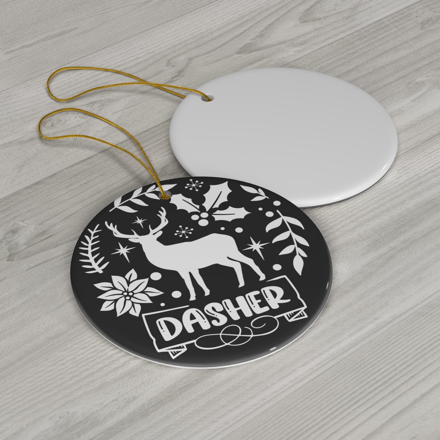 Dasher Ceramic Disc Ornament        Item #8268466