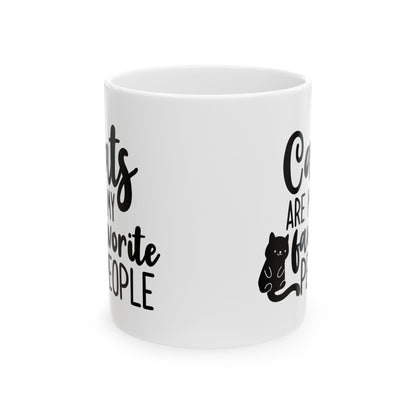 Cat Lovers Mug — “Cats Are My Favorite People” Ceramic Coffee Cup 11oz   Item #255047
