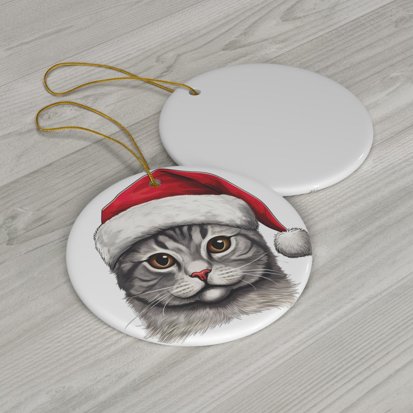 Brazilian Shorthair Cat With Santa Hat Ceramic Ornament     Item #7119873