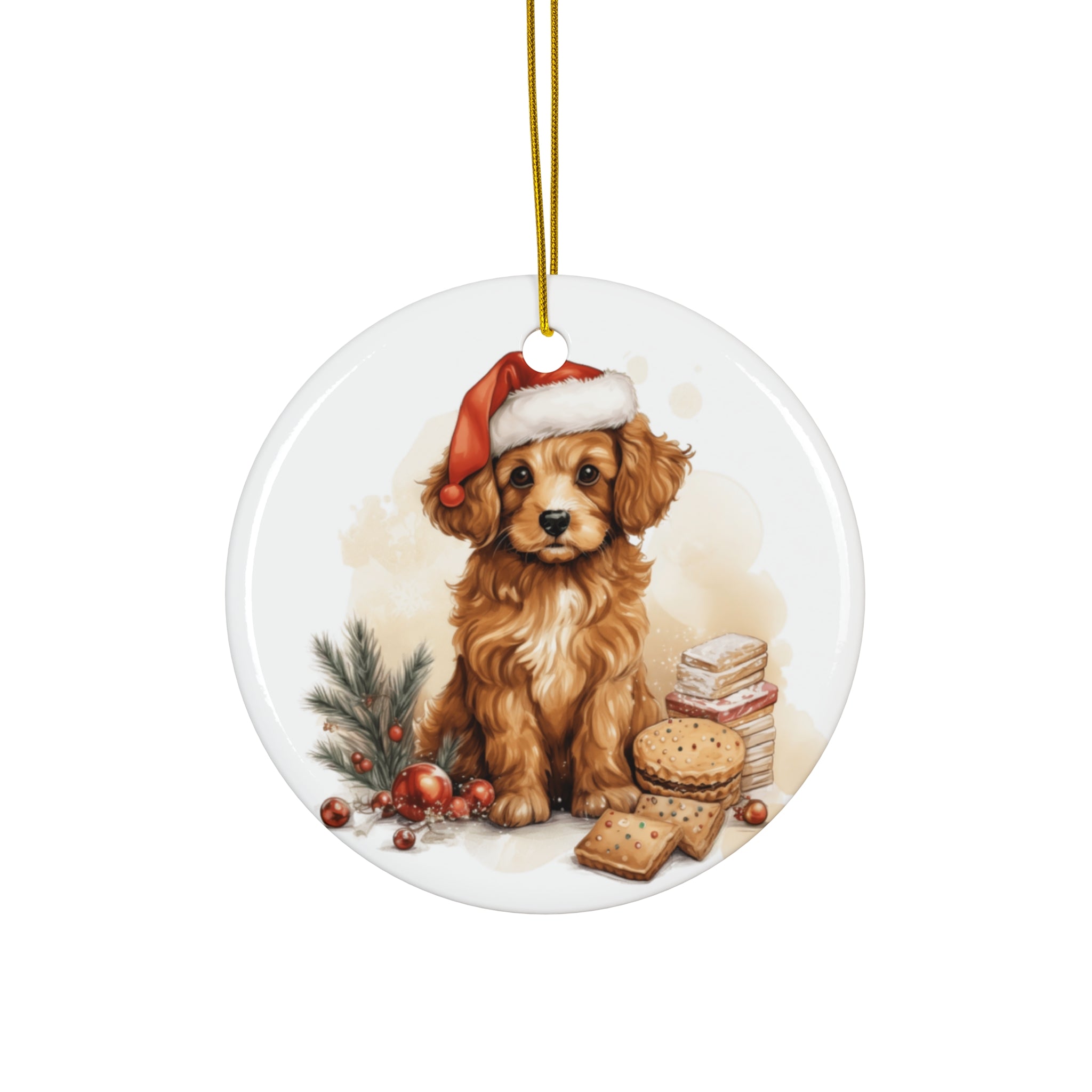 Christmas Dog Ceramic Disc Ornament              Item #9831949