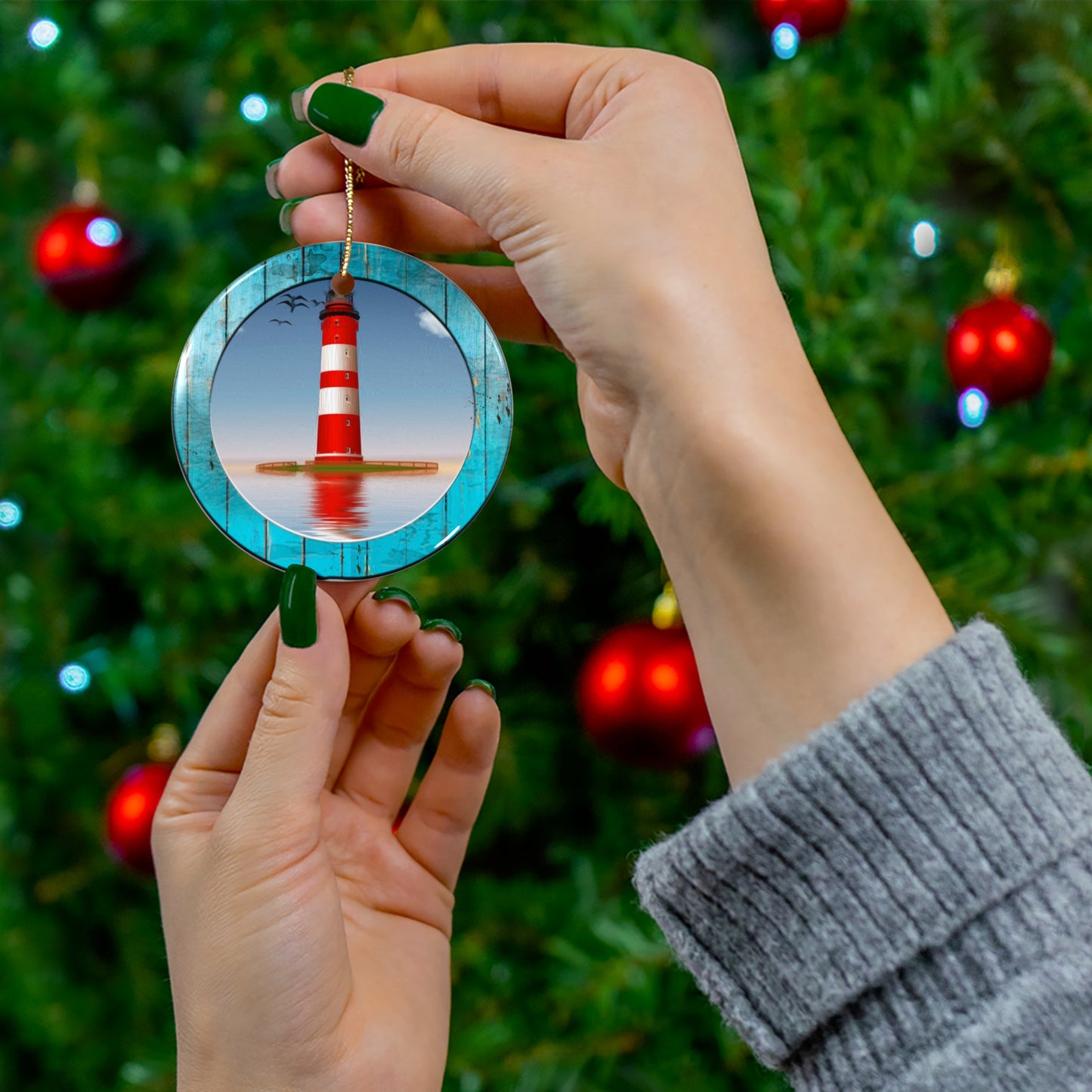 Lighthouse Ceramic Disc Ornament     Item #6685194