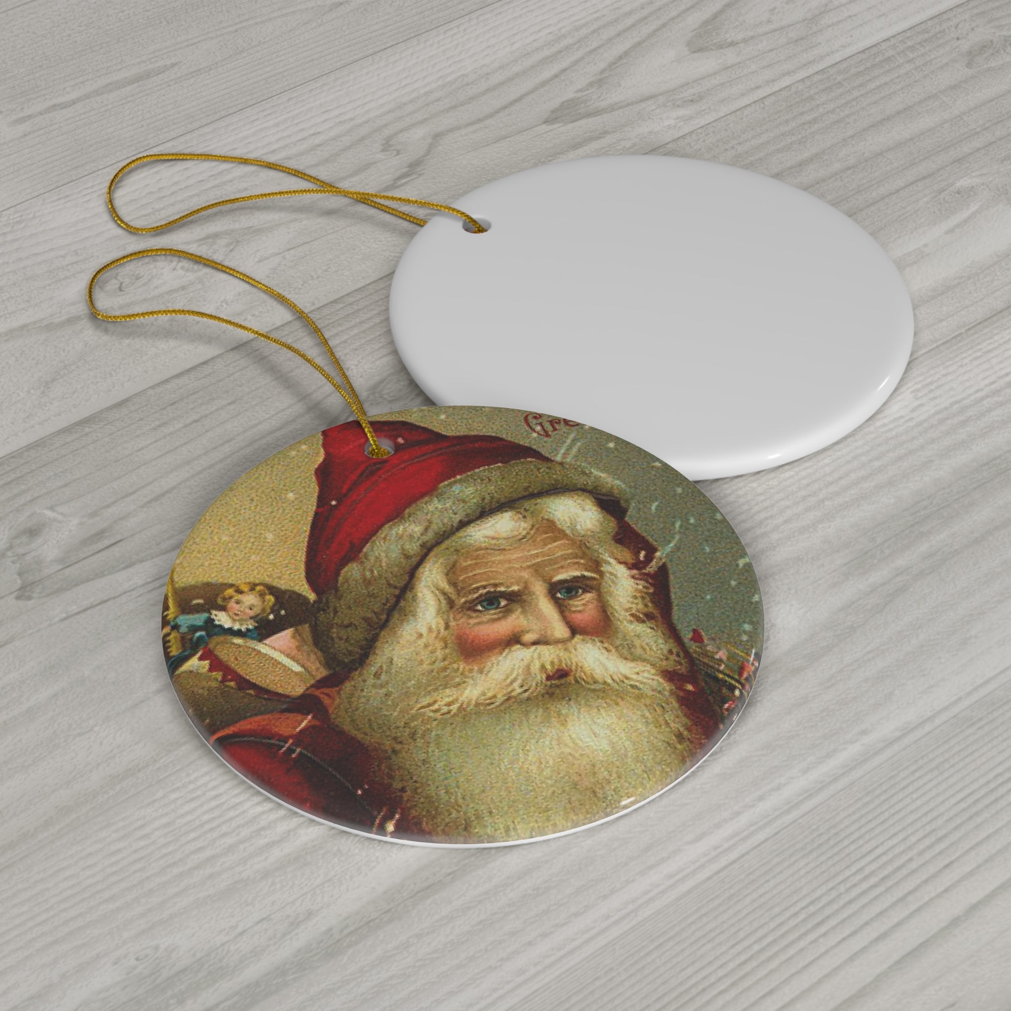 Santa Ceramic Disc Ornament         Item #9612126
