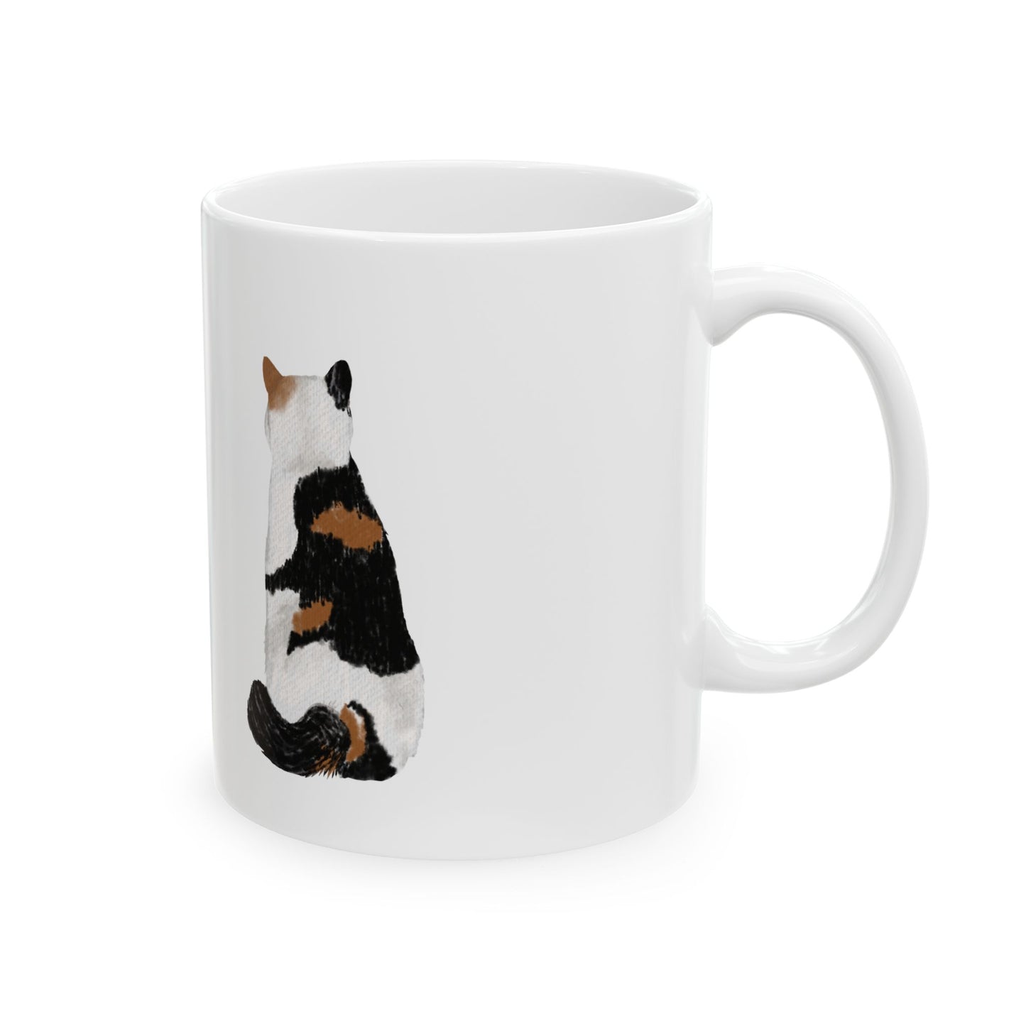Calico Cat Ceramic Mug – Cute Cat Illustration Coffee Cup 11oz    Item #803