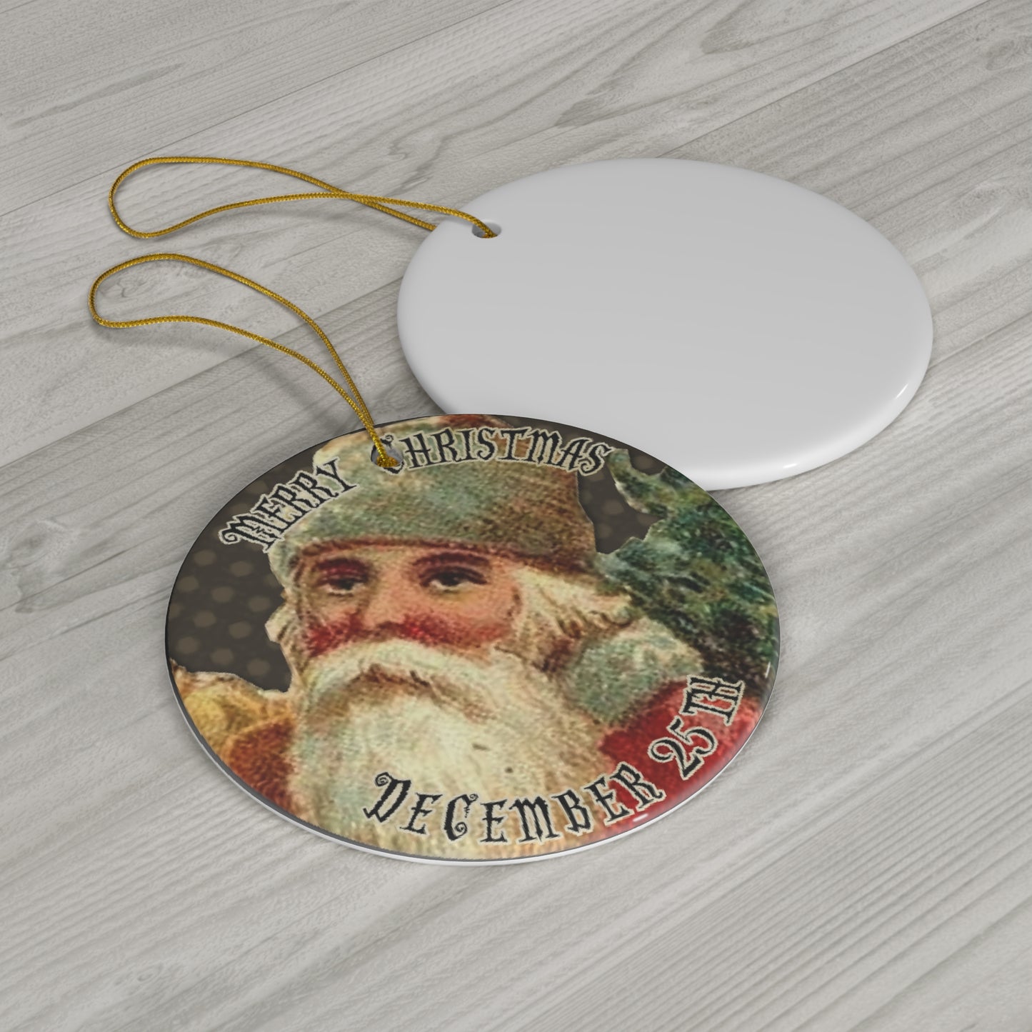 Merry Christmas Santa Ceramic Disc Ornament           Item #2919465