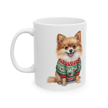 Pomeranian Dog Christmas Sweater Ceramic Mug 11oz   Item #620181