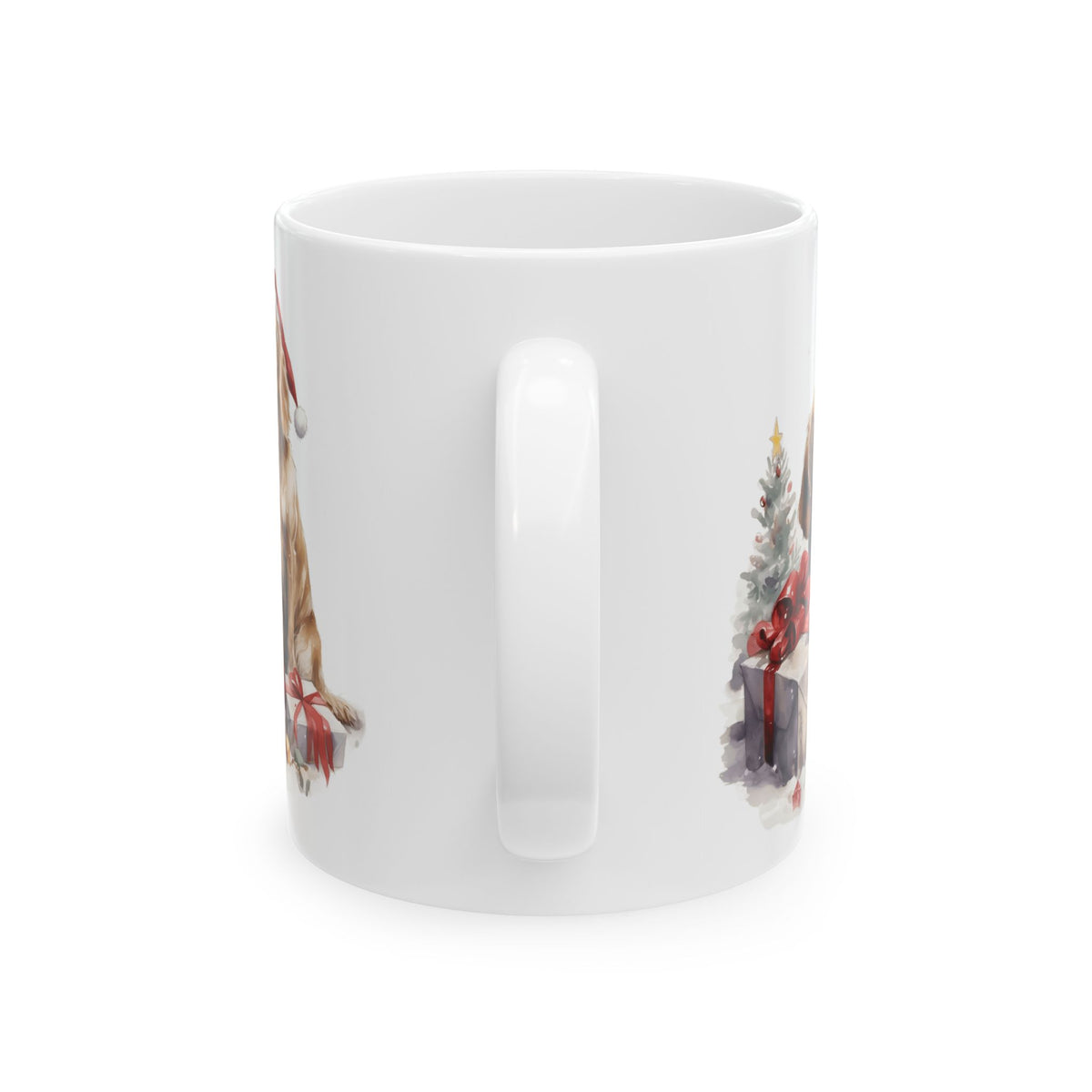 Christmas Dogs With Santa Hat and Presents Ceramic Mug  11oz  Item #280318