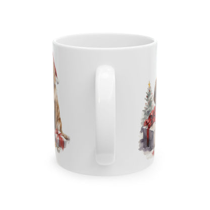Christmas Dogs With Santa Hat and Presents Ceramic Mug  11oz  Item #280318