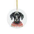 Dog With Christmas Sweater Ceramic Disc Ornament           Item #73659