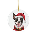 Dog With Christmas Sweater Ceramic Disc Ornament        Item #8389383