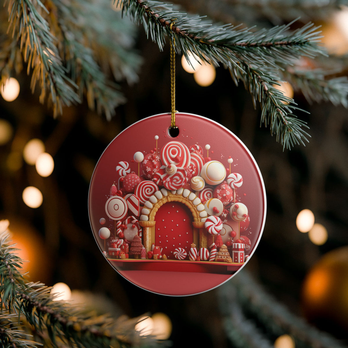 Candy Cane Christmas Ceramic Ornament   Item #415813