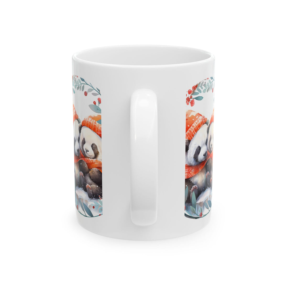 Cozy Winter Panda Mug — Cute Holiday Pandas in Knit Hats 11oz    Item #313636